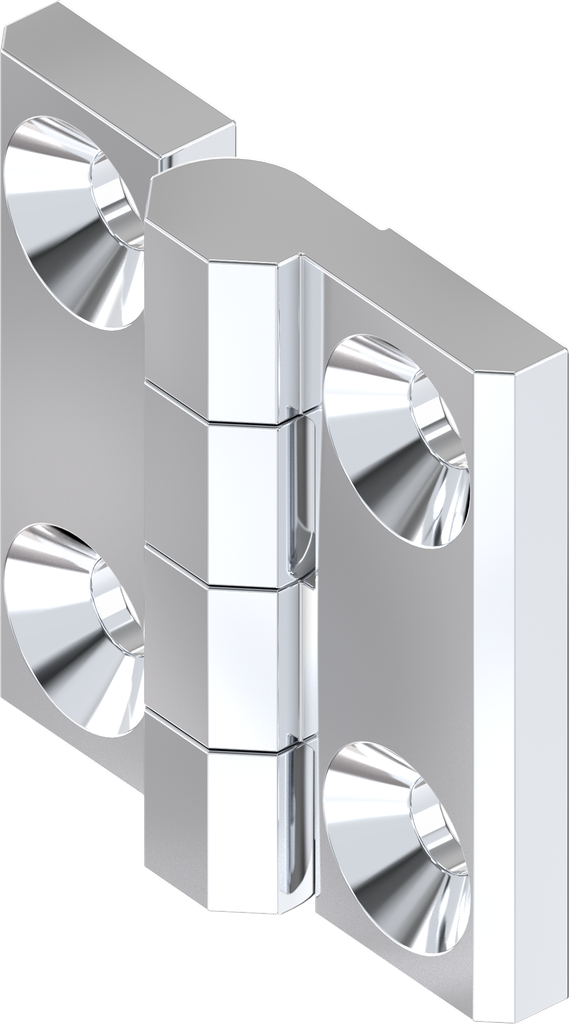 180° Hinge without hinge pin, Zinc die chrome-plated