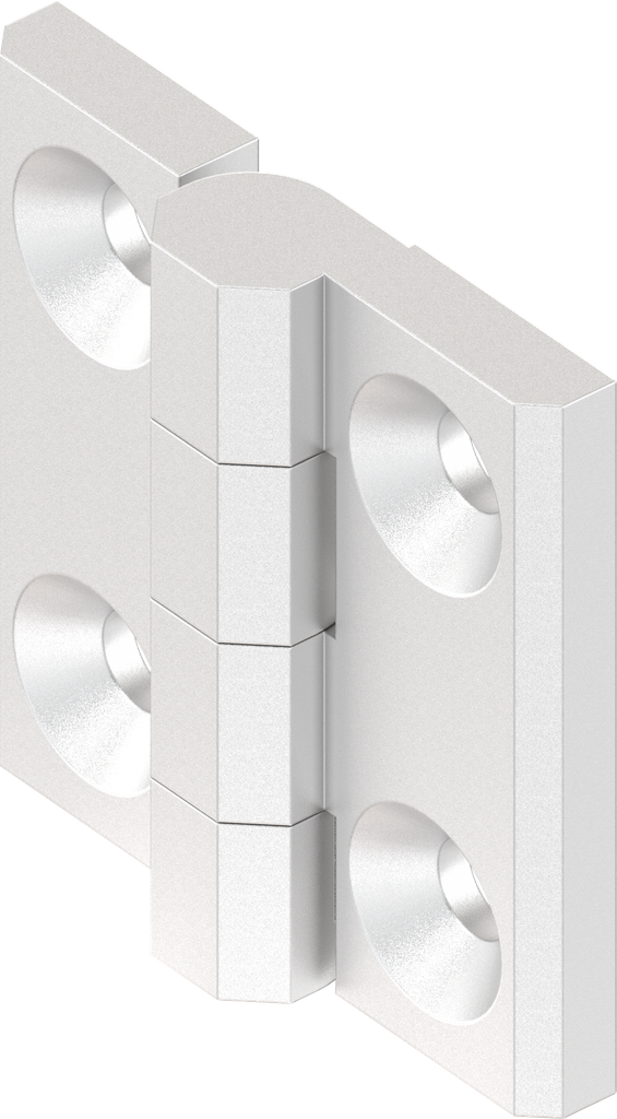 Bisagra 180° sin pasador de bisagra, acero inoxidable AISI 316 pulido de forma industrial