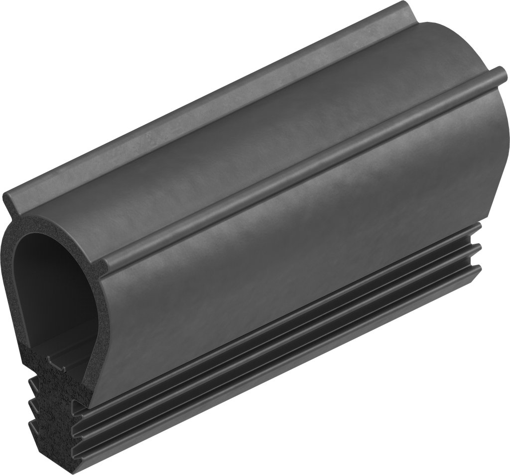 Guarnizione in materiale ignifugo, gomma spugnosa EPDM; profilo autobloccante EPDM 60 ± 5 Shore A nero