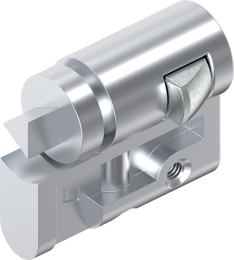 Profile half cylinder with insert triangular 6.5 CNOMO, Zinc die chrome-plated