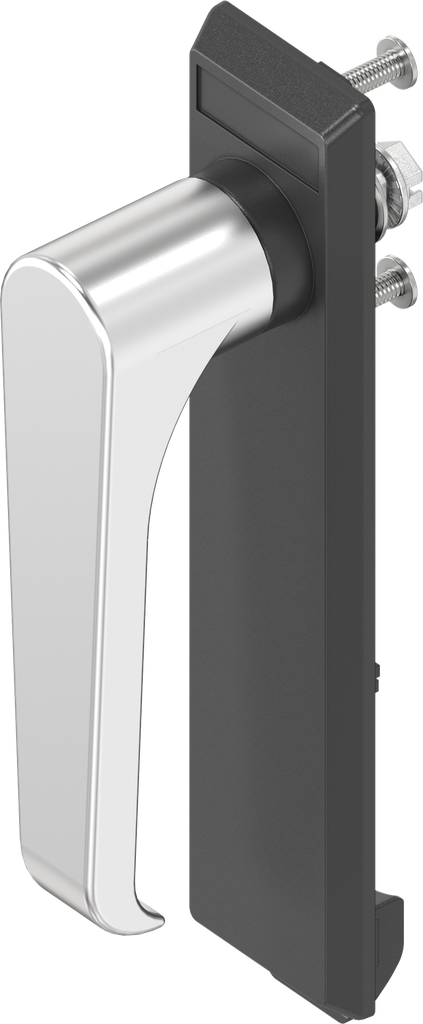 Escutcheon with L-handle, non-keyed, Stainless steel and polyamide black