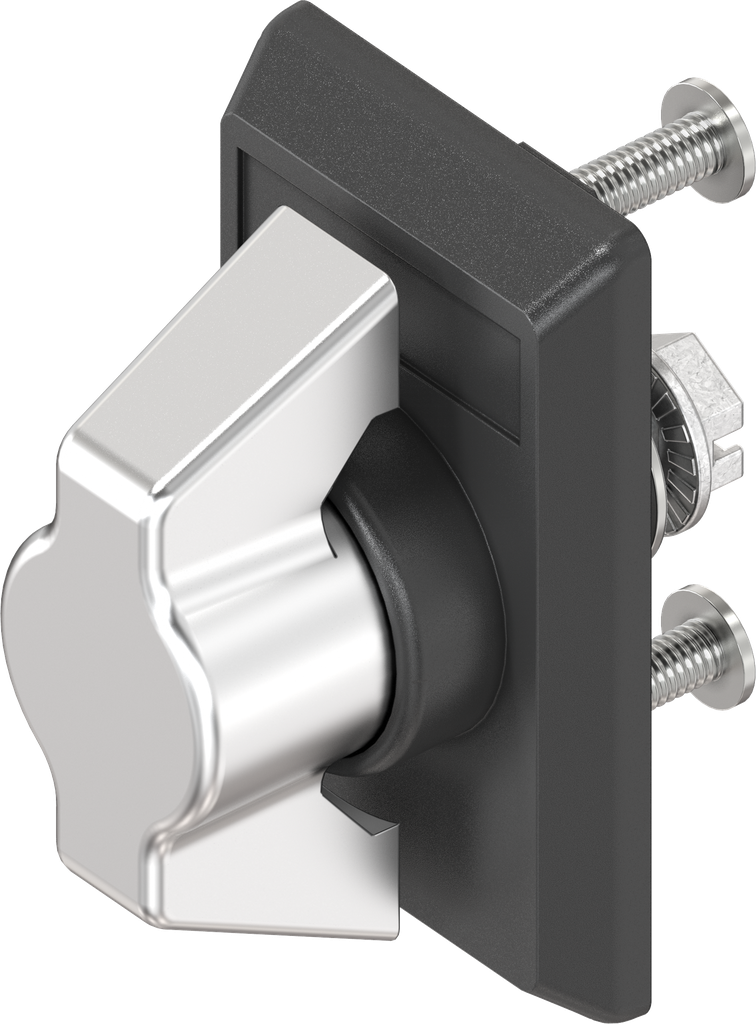 Escutcheon with wing knob, non-keyed, Stainless steel and polyamide black