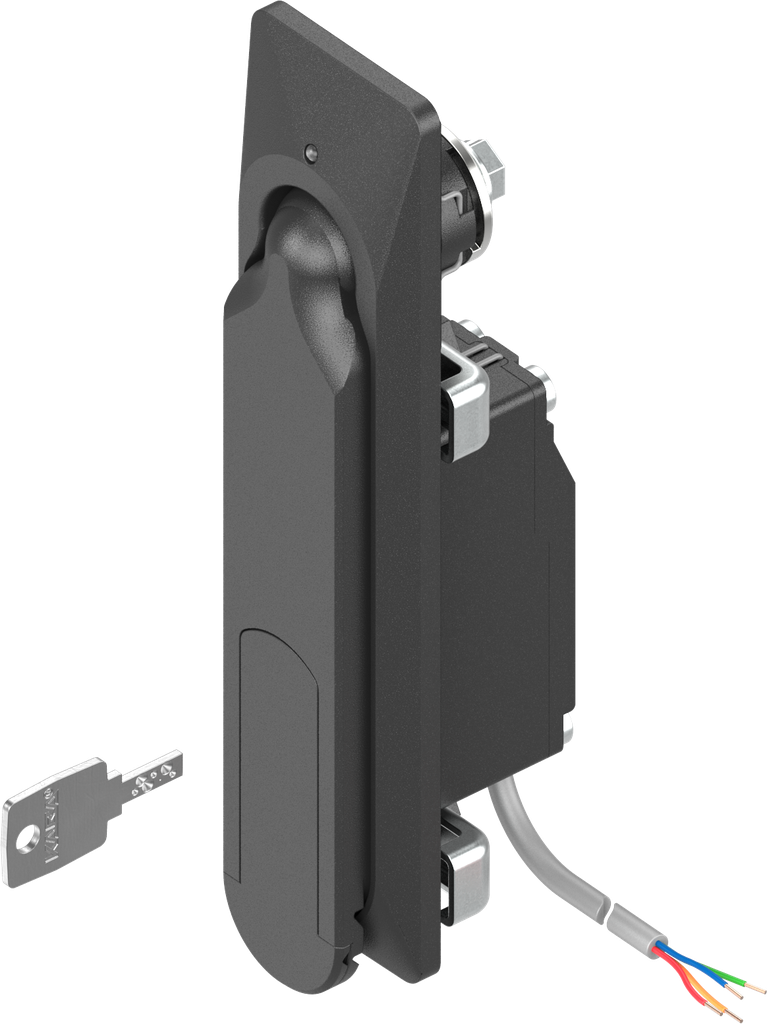 Swinghandle 1154 with electromagnetic release and emergency opening, keyed different, Zinc die black powder-coated