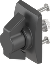 Escutcheon short with wing knob, non-keyed, Polyamide black and zinc die black powder-coated