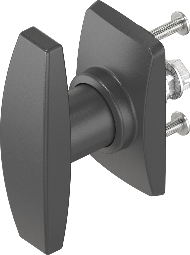 Escutcheon short with T-handle, non-keyed, Polyamide black and zinc die black powder-coated