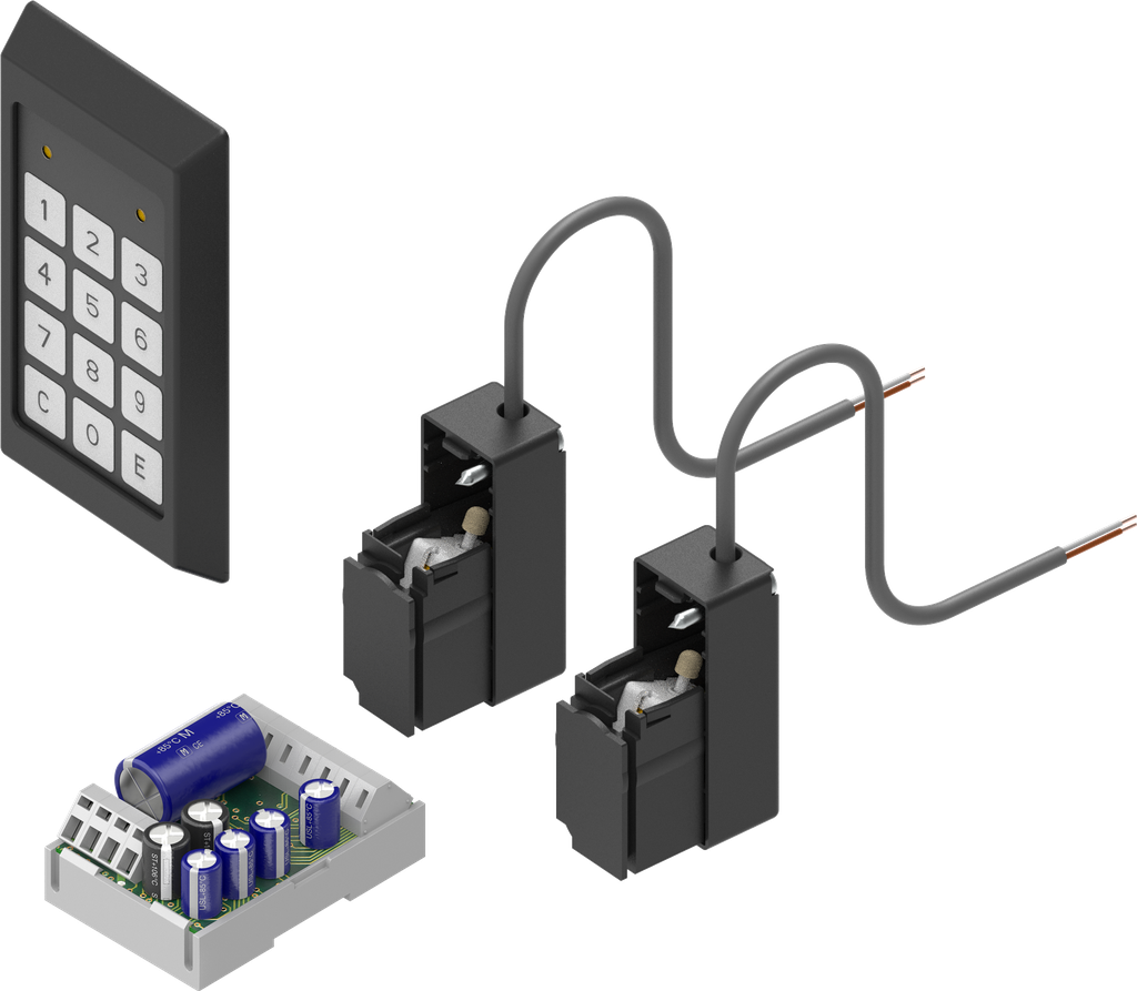 Elektronisches Tastaturschloss mit 2 Verschluss-Systembausteinen Polyamid GF schwarz, Polyamid GF schwarz