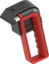 Emergency hammer with hand protection and holder with theft protection, Steel and poylamide red