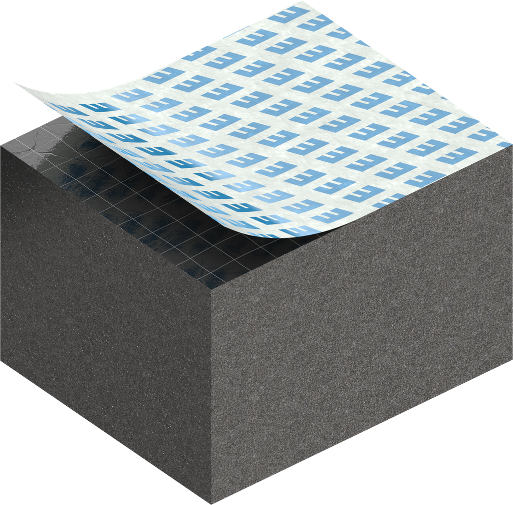 Cell sponge rubber 20 x 25 mm, EPDM black stretch eliminating and self-adhesive