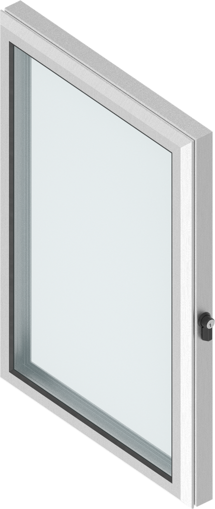 Aluminium window with 30 mm frame with wing knob quarter turn on the side, keyed 2233X, Aluminium anodized