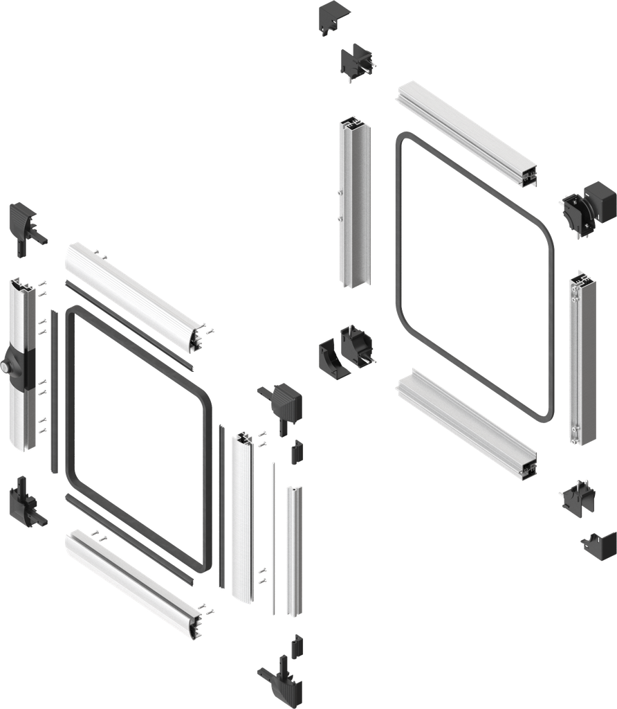 Ventana EMKA Proflex, kit de montaje, aluminio anodizado