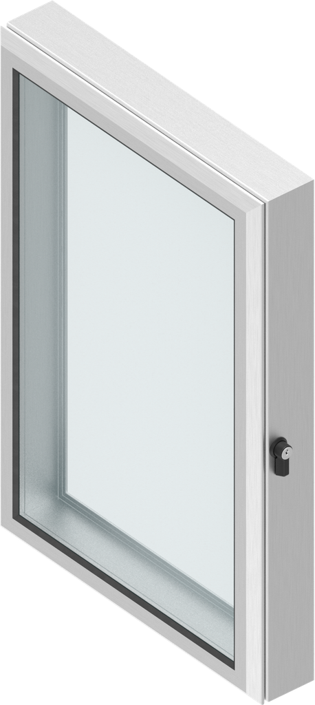 Aluminium window with 61 mm frame with wing knob quarter turn on the side, keyed 2233X, Aluminium anodized