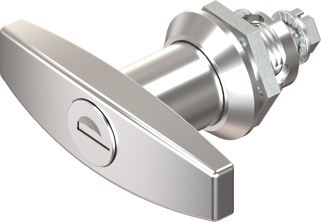 T-handle quarter turn, keyed EK 333, Zinc die chrome-plated