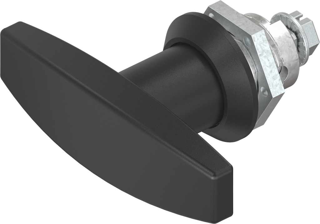 T-handle quarter turn, non-keyed, Zinc die black powder-coated