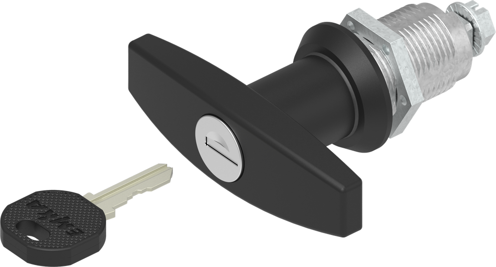 T-handle quarter turn, keyed EK 333, Zinc die and polyamide black