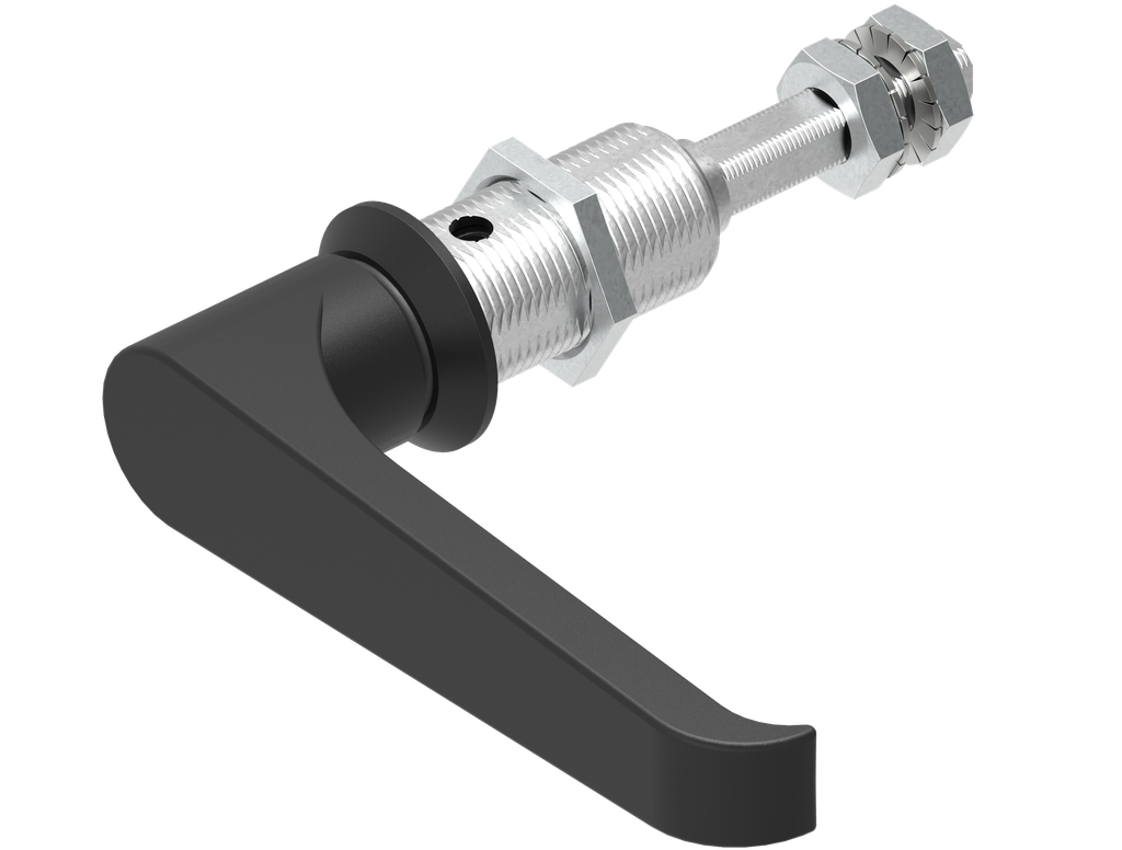 Compression latch with L-handle and adjustable cam height, non-keyed, Zinc die black powder-coated