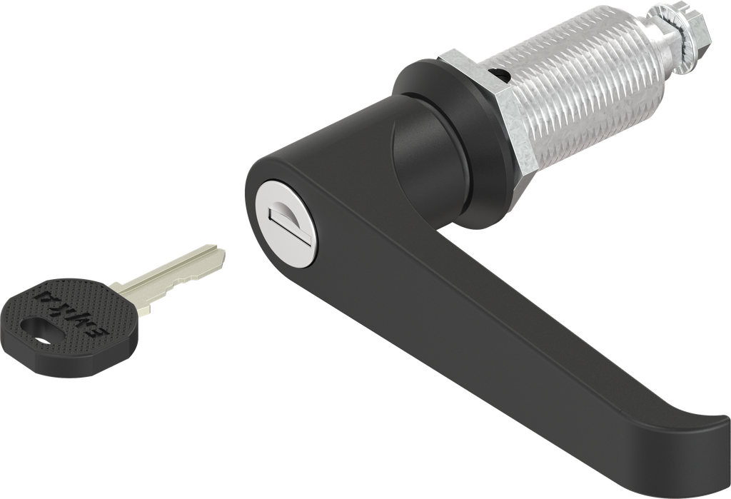 Compression latch with L-handle, keyed EK 333, Zinc die black powder-coated