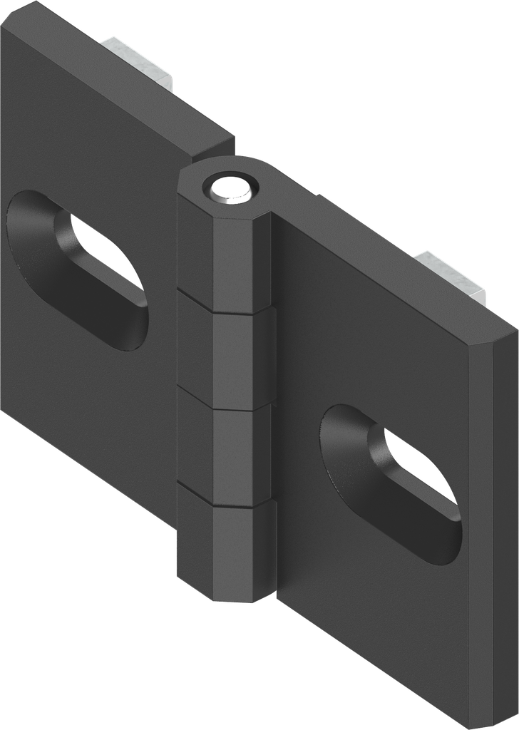 180° Profile rail hinge, Zinc die black powder-coated