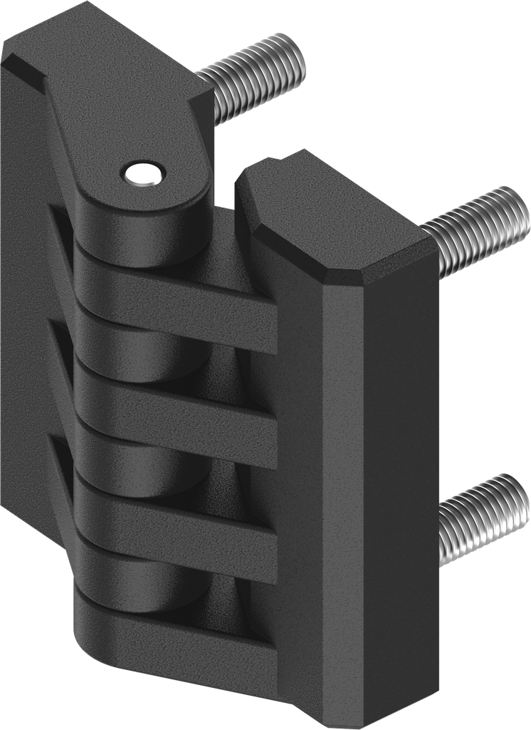 180° Hinge with knuckles, Polyamide GF black