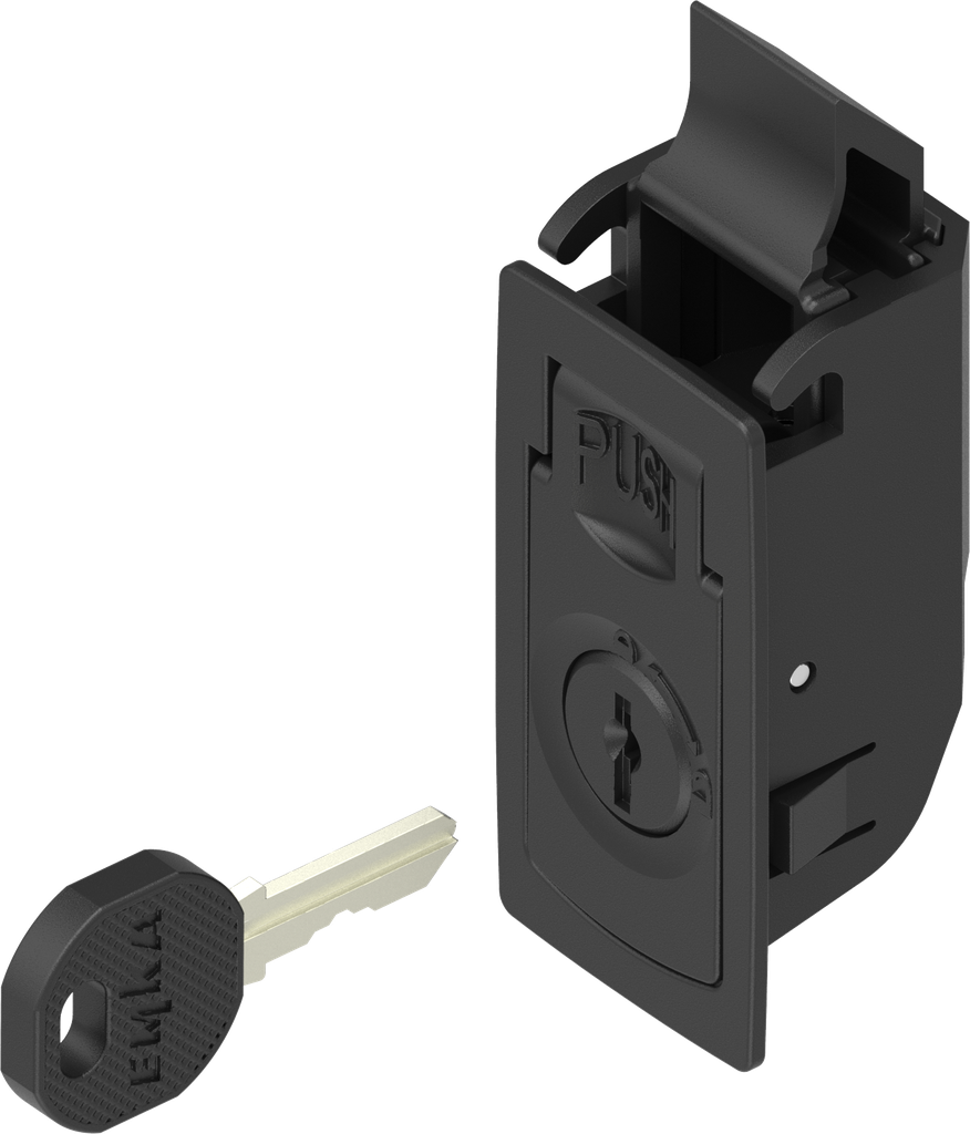 Side panel latch, keyed different, Polyamide GF black