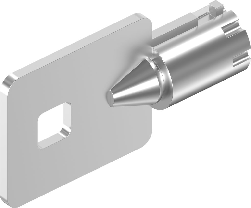 Llave para cilindro con pistones radiales, llave idéntica 20001, acero niquelado