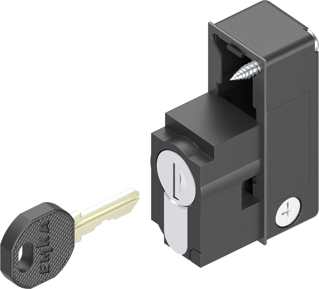 Locking set with profile half cylinder with round cylinder, keyed different, Polyamide GF black