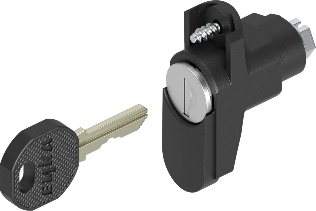 Locking set with round cylinder, keyed EK 333, Polyamide GF black