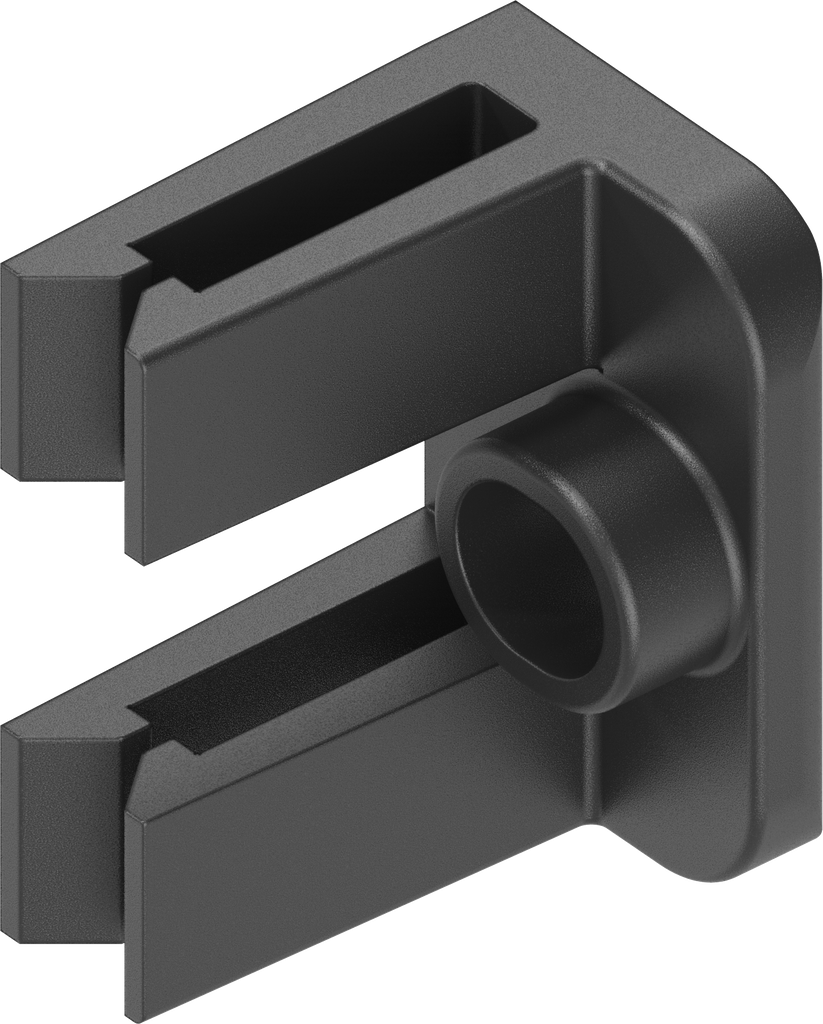 Stanggeleider voor platte stang 14x3 inklikbaar voor smalle inbouwruimte, polyamide zwart