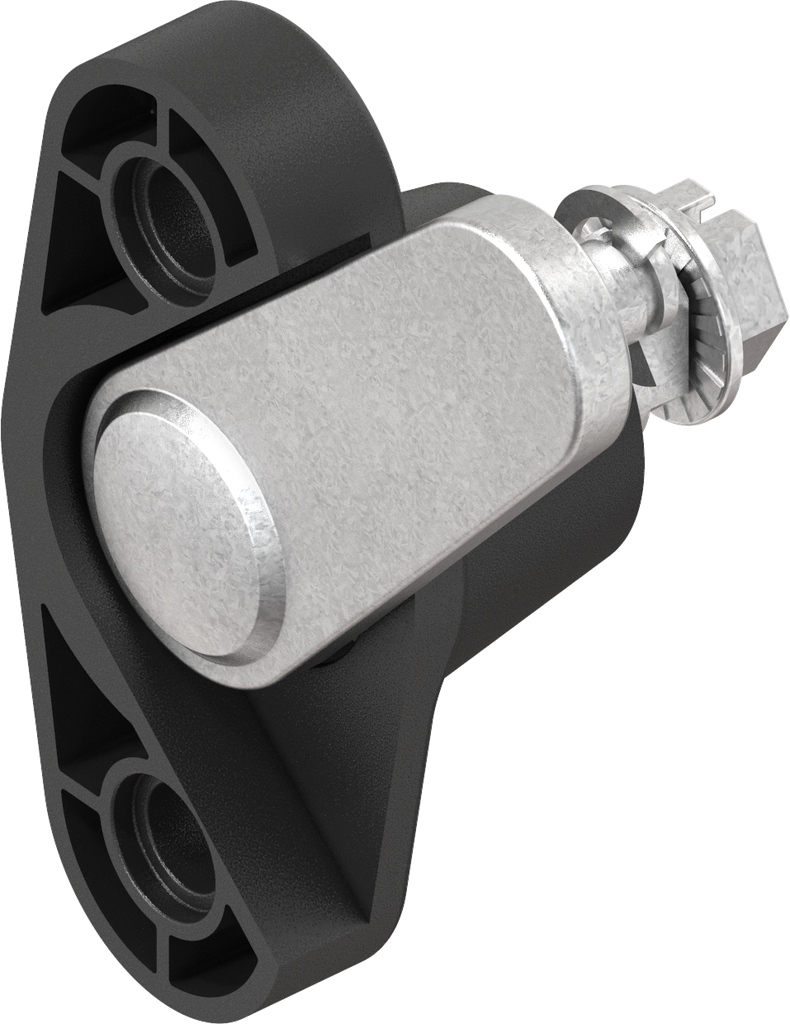 Locking point with compression function for multiple interlocking, left version, Polyamide black and zinc die