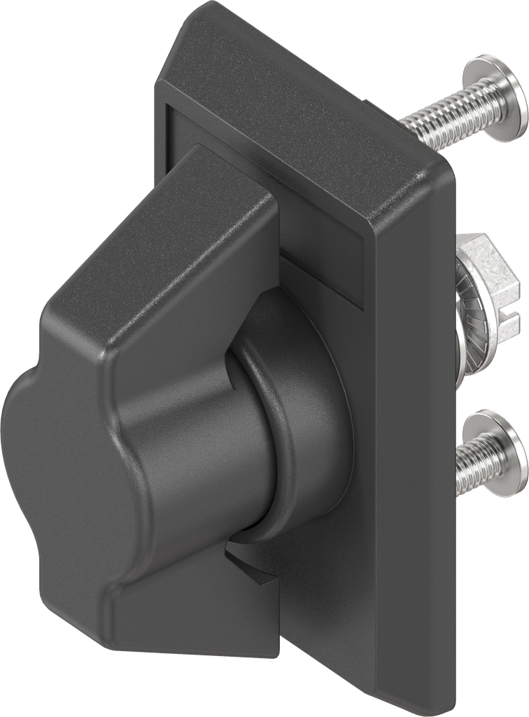 Escutcheon with wing knob, non-keyed, Polyamide black and zinc die black powder-coated