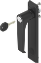 Escutcheon 2153 with L-handle, keyed EK 333, Polyamide black and zinc die black powder-coated