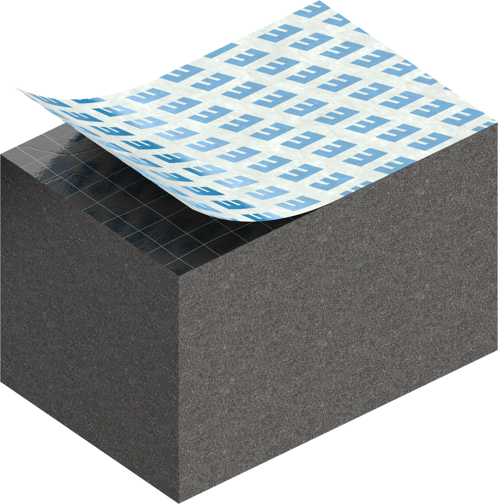 Cell sponge rubber 20 x 20 mm, EPDM black stretch eliminating and self-adhesive