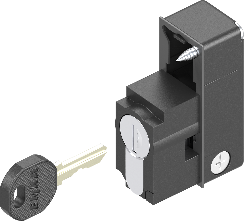 Locking set with profile half cylinder with round cylinder, keyed EK 333, Polyamide GF black