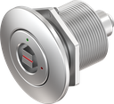 Safety quarter turn version railway with optical opening indicator and marking, left version, Stainless steel AISI 316