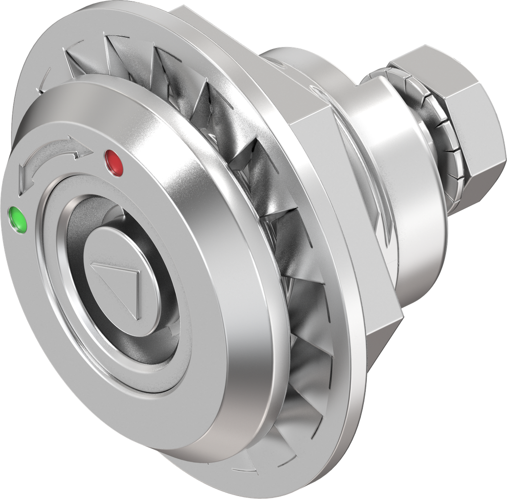 Cuarto de vuelta tubular e indicador, versión derecha, acero inoxidable AISI 303