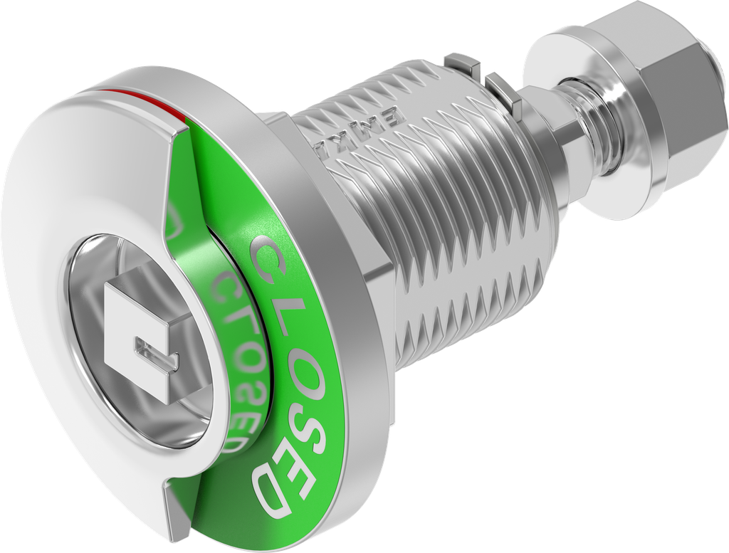 Compression latch square 8 with OPEN - CLOSED indicator, left version, Stainless steel AISI 316 pickled and passivated