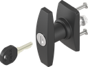 Escutcheon short with T-handle, keyed EK 333, Polyamide black and zinc die black powder-coated